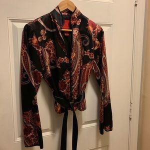 JS Collections 100% silk dress jacket with belt